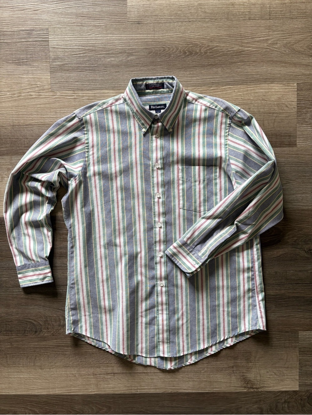 VTG Hathaway Oxford Button Down Shirt Men’s 16 32/33 Made in USA Striped
